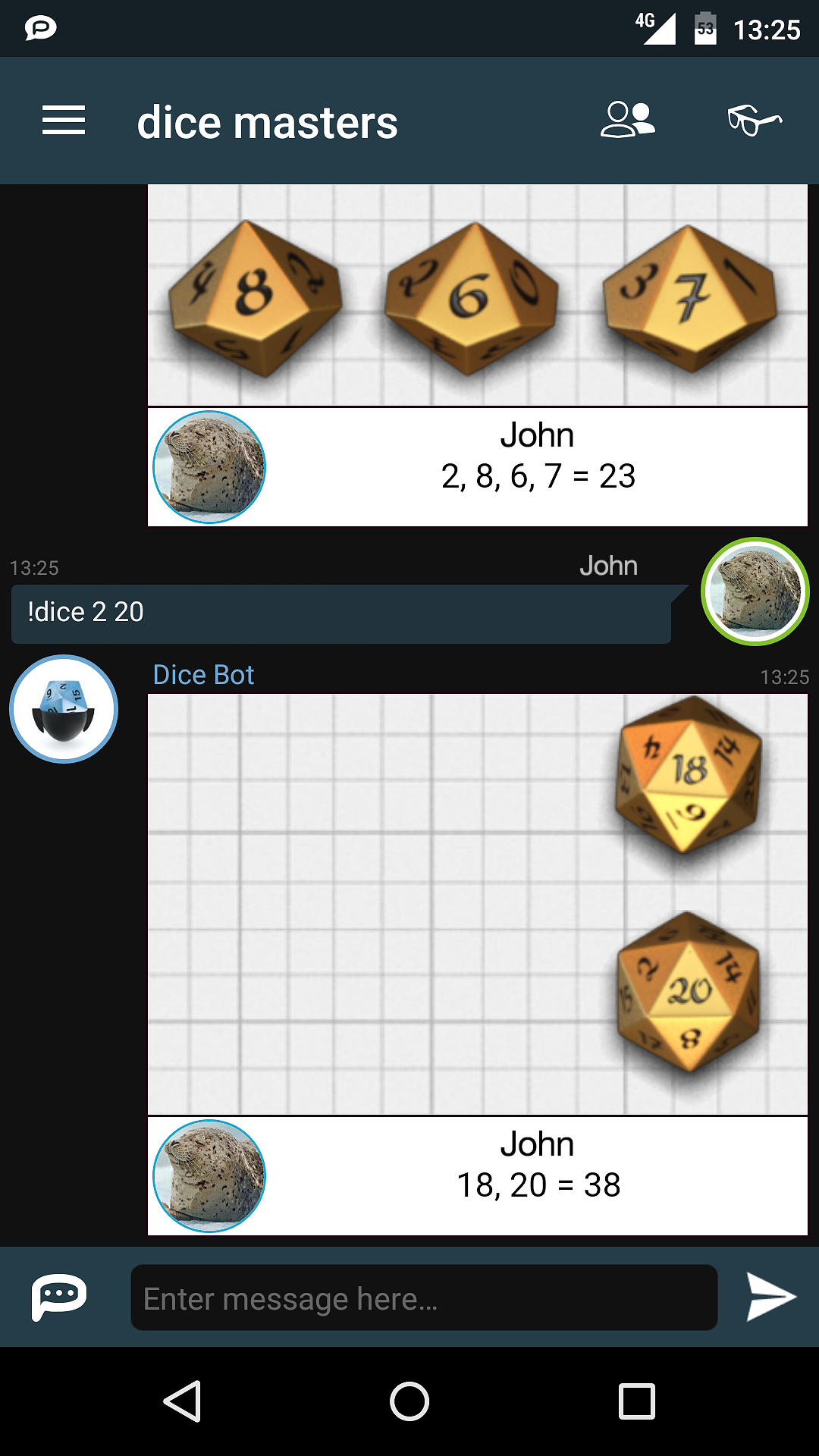 Palringo Group Messaging dice_bot